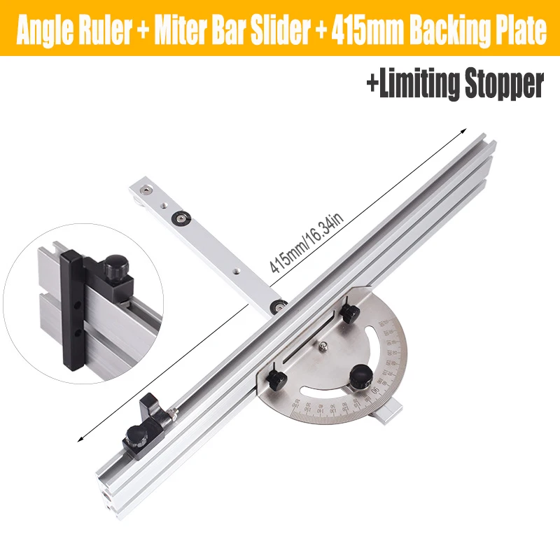 Woodworking Table Saw Angle Ruler Miter Gauge Guide W/ 250mm Fence Carpenter Push Band Saw Inverted Adjustable Angle Gauge