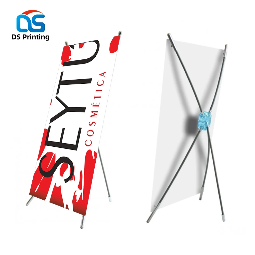 Waterproof custom pull up banner economy mini x metal stand fiber display banner jarmoo apparel x banner set high quality