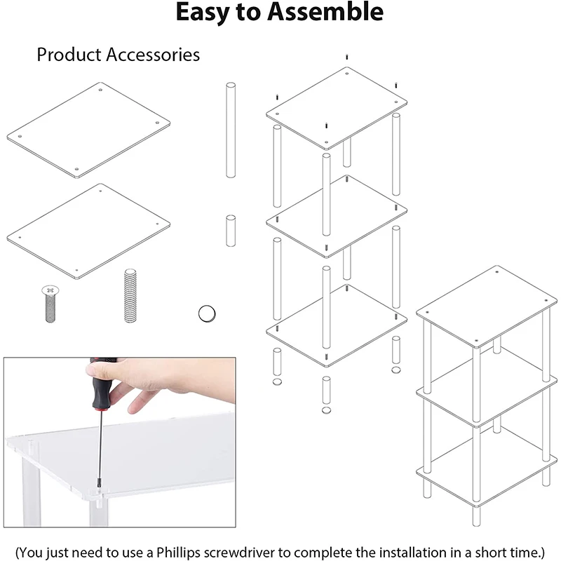 Acrylic three-layer bookcase and small display cabinet Document/transparent magazine cabinet (disassembly)