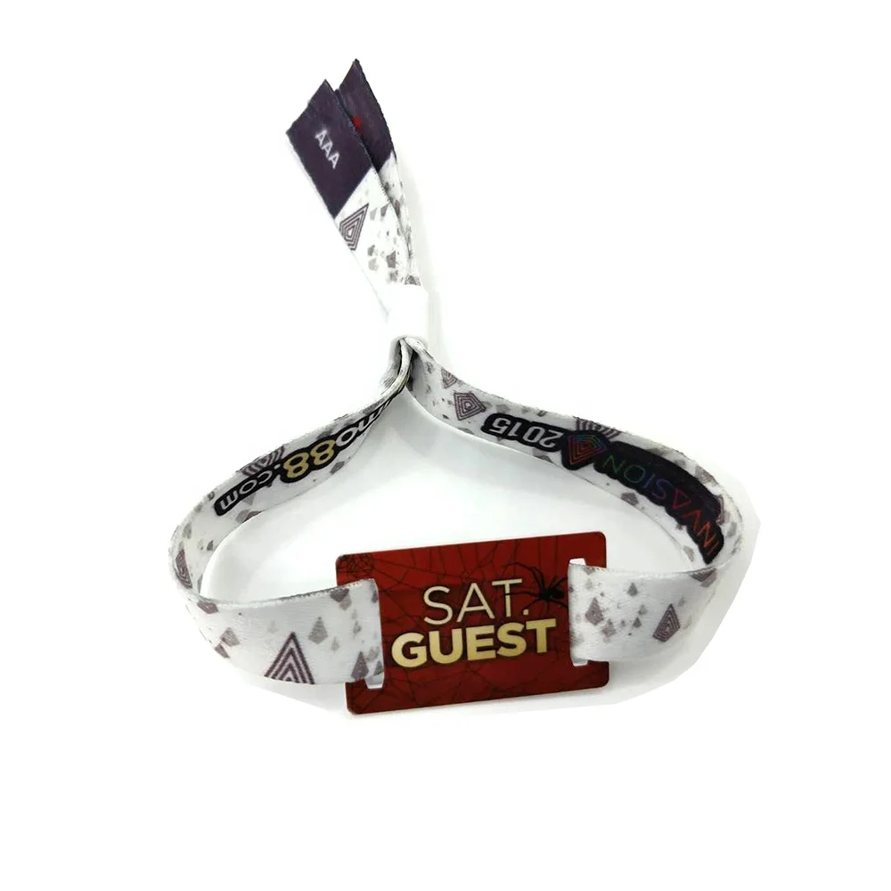 
Material Handling Tools Colorful design NTAG213 HF fabric single use ticker NFC wristbandRope 