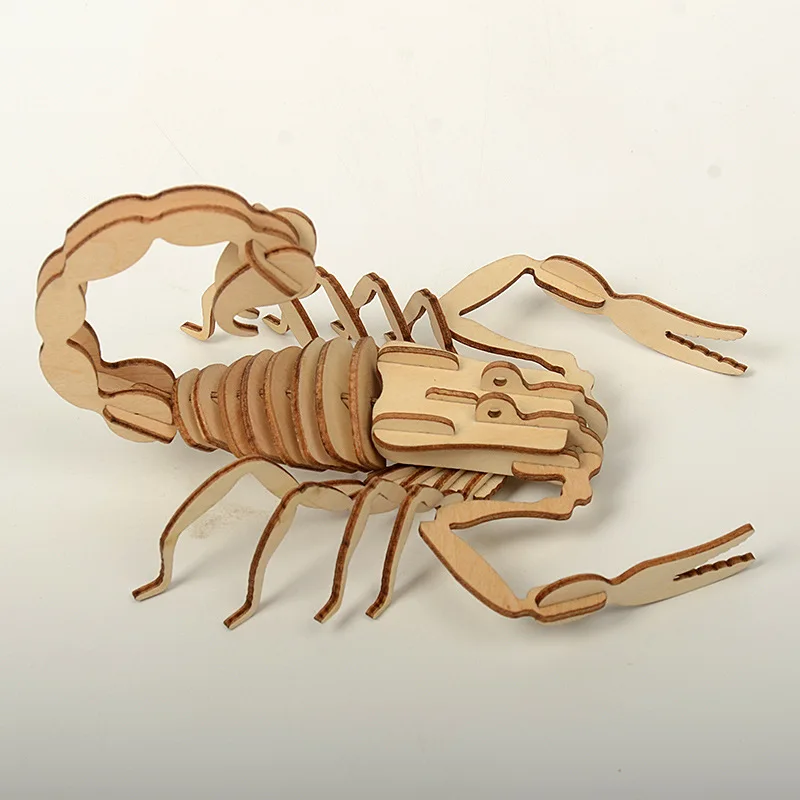 Educational Toy Brain Teaser Puzzles Funny Animal Jigsaw Puzzle Wooden 3D Scorpion Model Building Kit