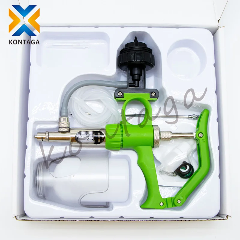 2ml 5ml metal veterinary automatic vaccine syringe injection gun with bottle holder