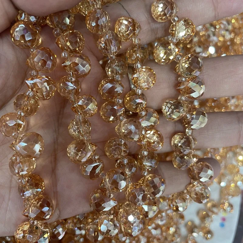 Pujiang Transverse Hole Water Drop Crystal Glass Bracelet Strawberry Glass Beads Diy Accessories Clothes Accessories Loose Beads