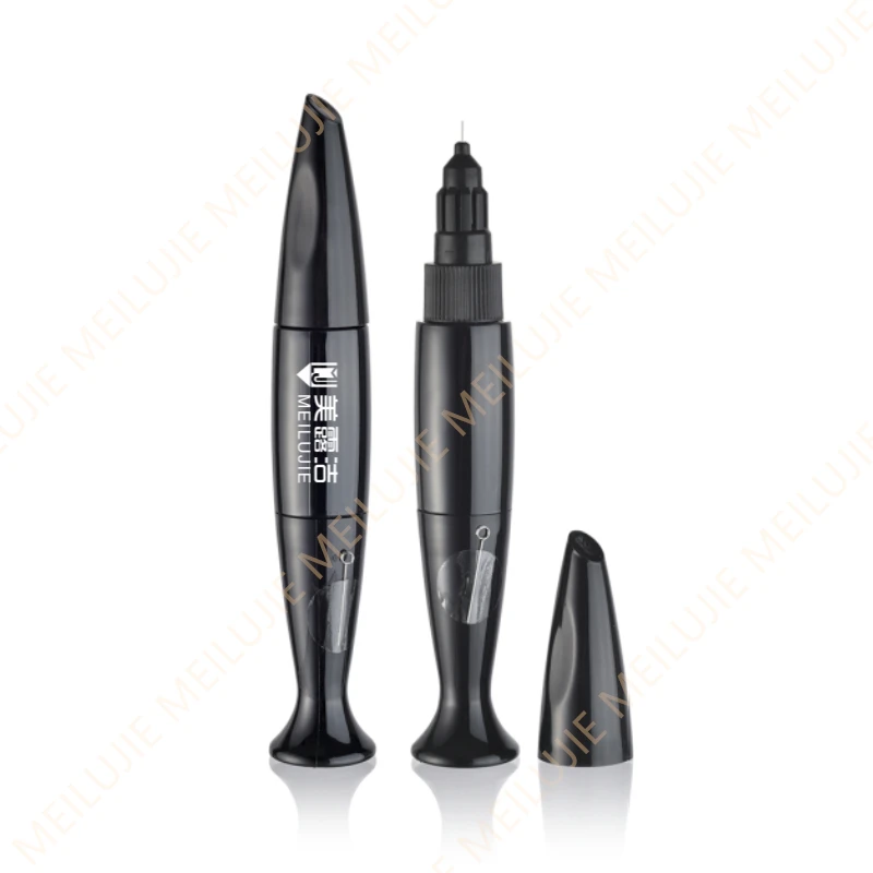 Customized bottle12ML New Design unique glue Bottle  Empty Plastic Nail Gel black Point nail art pen Creative soft Squeeze tube