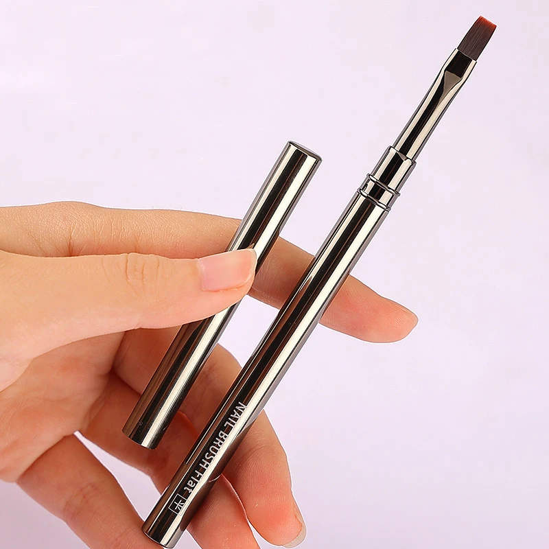 Support Customization Metal Handle Liner Stripper Acrylic Powder Drawing Finger Uv Gel Brush For Nails