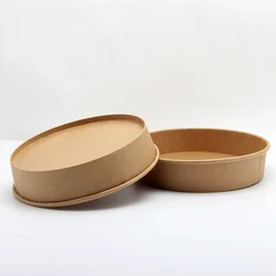 100% Eco Friendly Disposable Brown Kraft Paper Salad Bowl With Lid