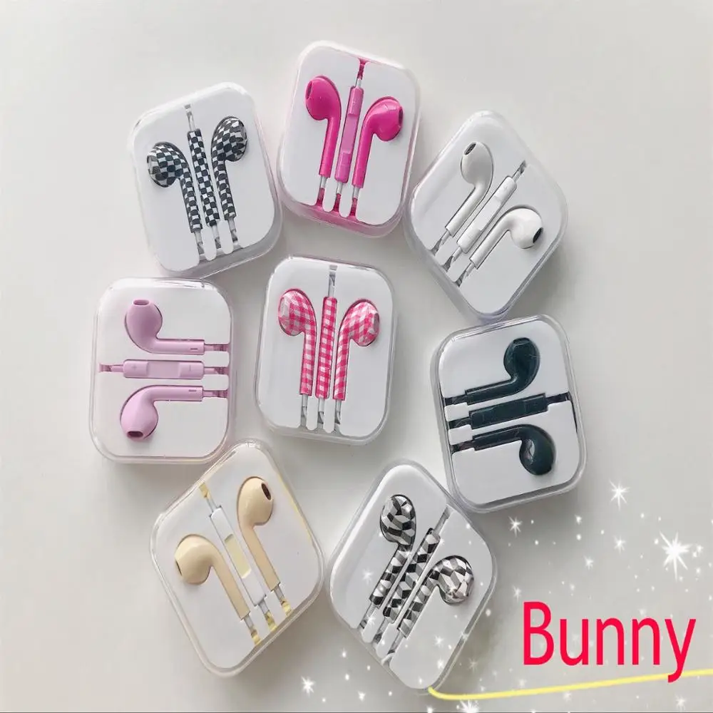 
Free sample 3.5mm Bunny PVC earphones headphone 1.2M handsfree stereo in-ear wired earphone for ip and Android 