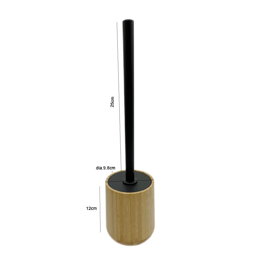 Bamboo Toilet Bowl Brush and Holder Set Round