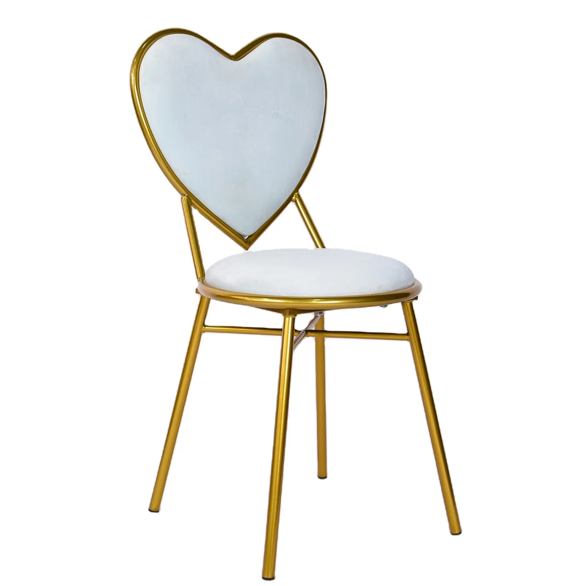 Chinese Wholesaler Modern Heart Shape Design Popular Sale Metal Legs Restaurant Chair Upholstered Fabric Velvet Dining Chair