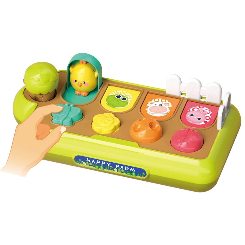 Kouyikou educational cartoon farm animals ejection peekaboo game box baby logical thinking training hide and seek toys games