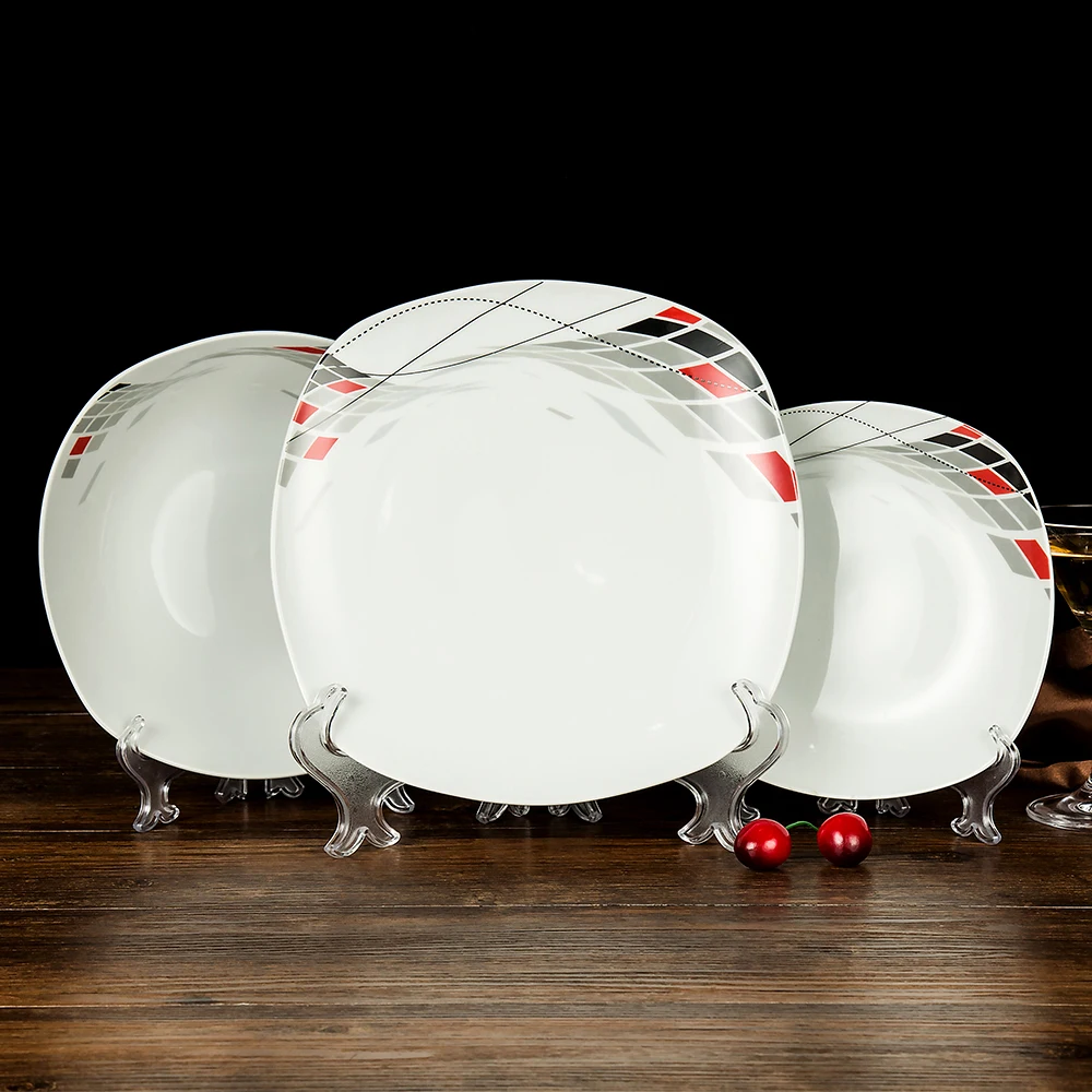 Factory Wholesale Square Ceramic Dinnerware Set Modern Design Dish Set Household Porcelain Tableware
