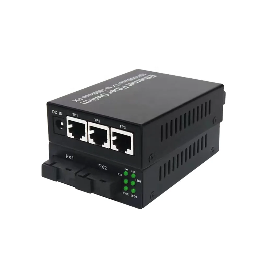 100 Мбит/с медиаконвертер 2 SC + 3 RJ45 Ethernet коммутатор PCBA плата DC 5 В 1A сетевые коммутаторы