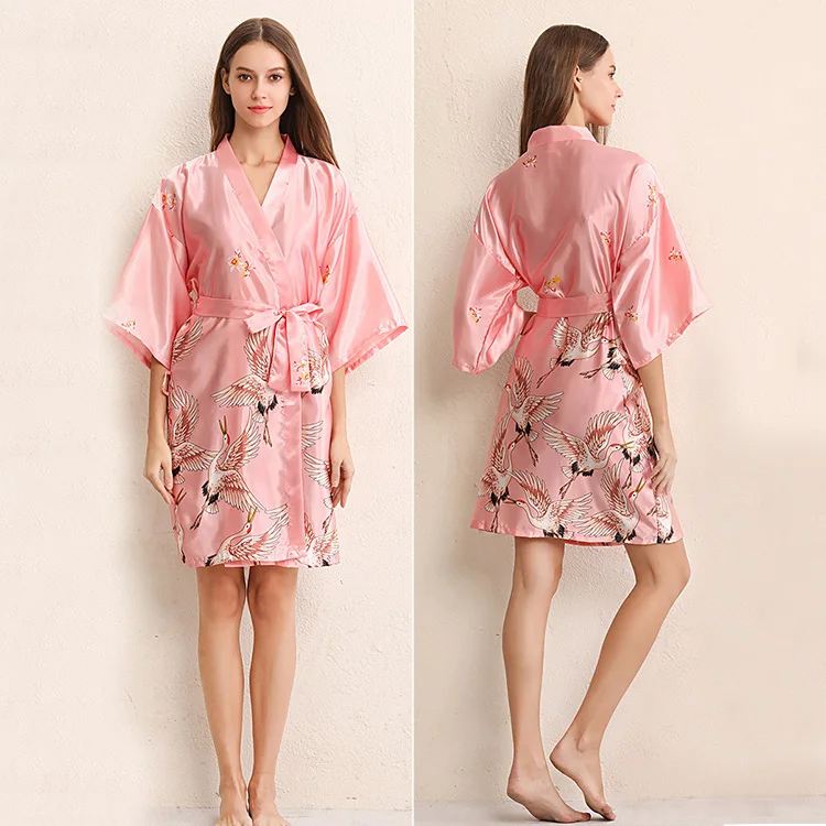 Wedding Party Bridesmaid Satin Robe Nightgown Dentelle High Quality Kimono Robe women