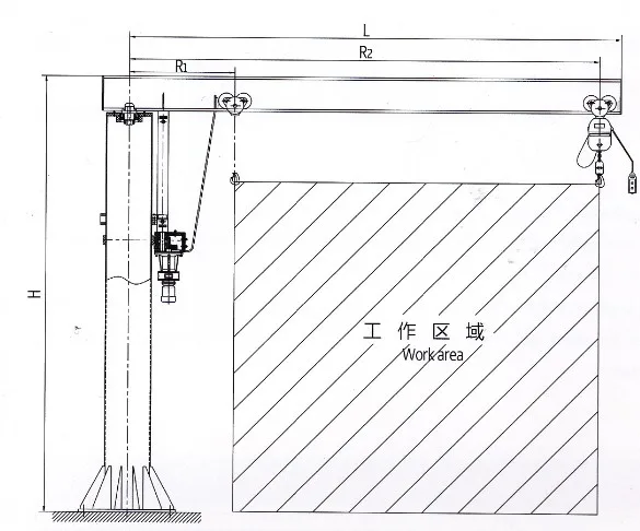 Single boom swivel lifting jib crane