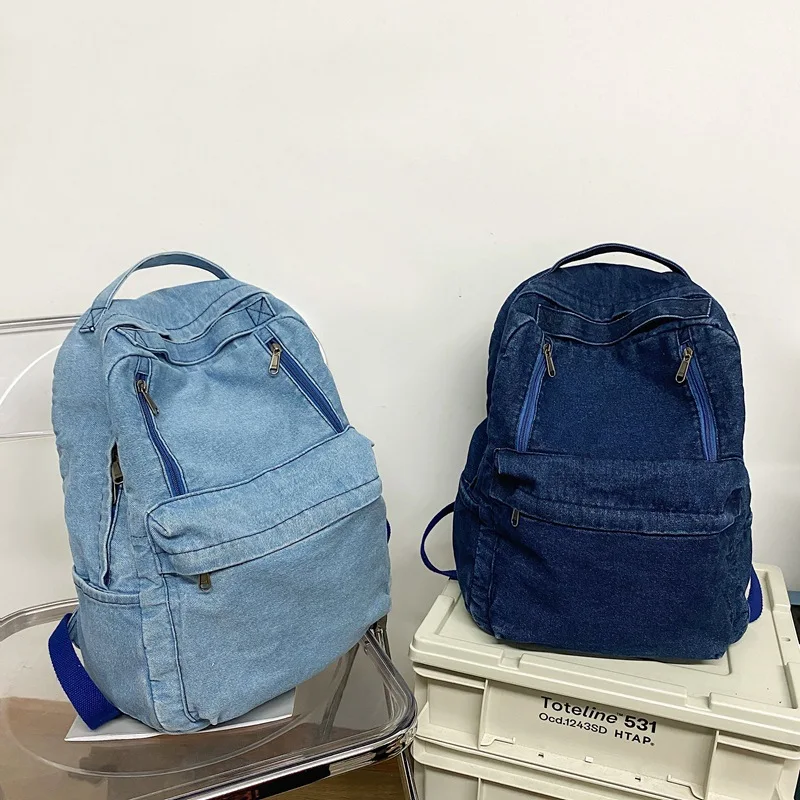 Luxury denim backpack handbag,blue school bookbag kids denim backpack wholesale,jeans denim backpack for men
