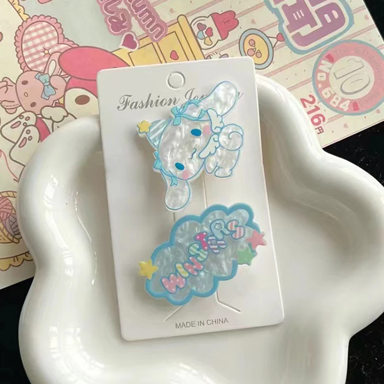 2PCS -SET cartoon acrylic Hairpins for girl cute Kulomi crocodile clip kids hair accessories