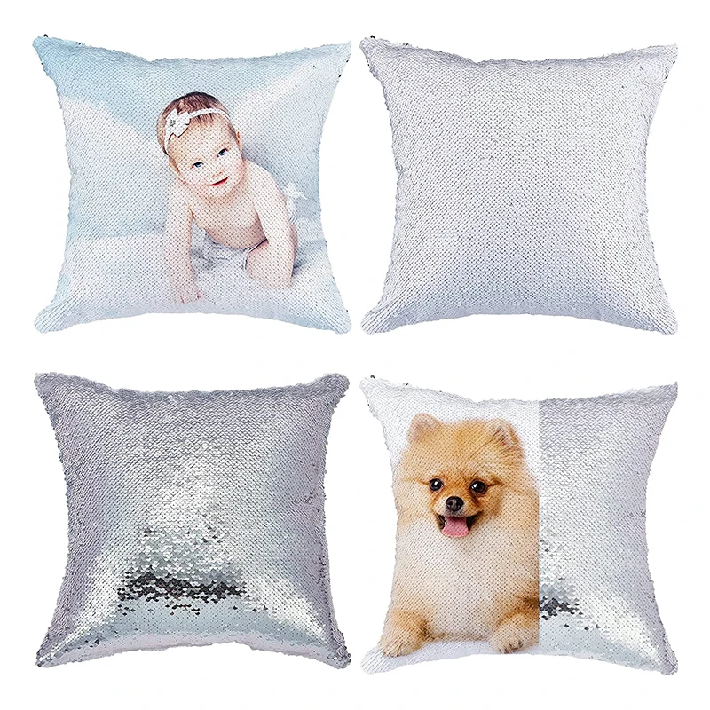 Custom Logo Sequin Pillow Case Sublimation Blank Sequin Pillow Covers Cushion Cover