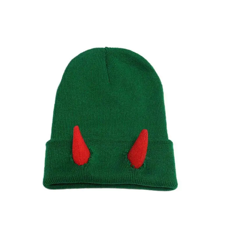 Personalized Halloween Devil Horn Beanie Little Funny Hip Hop Hat Wholesale Knit Warm Beanie for Men