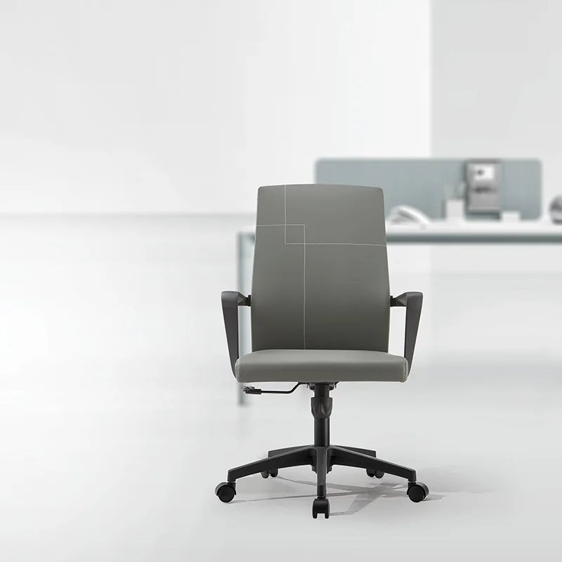 Waiting room mid back leather and seat leather chair meeeting room rotating office chair