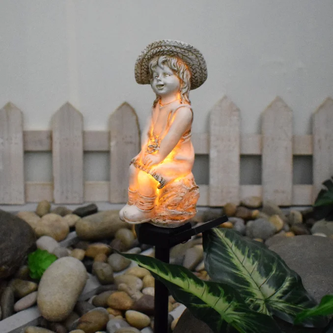 Dropshipping Solar Outdoor Garden Light Inserted Resin Little Girl Angel Shape with Sourcing & Fulfillment service