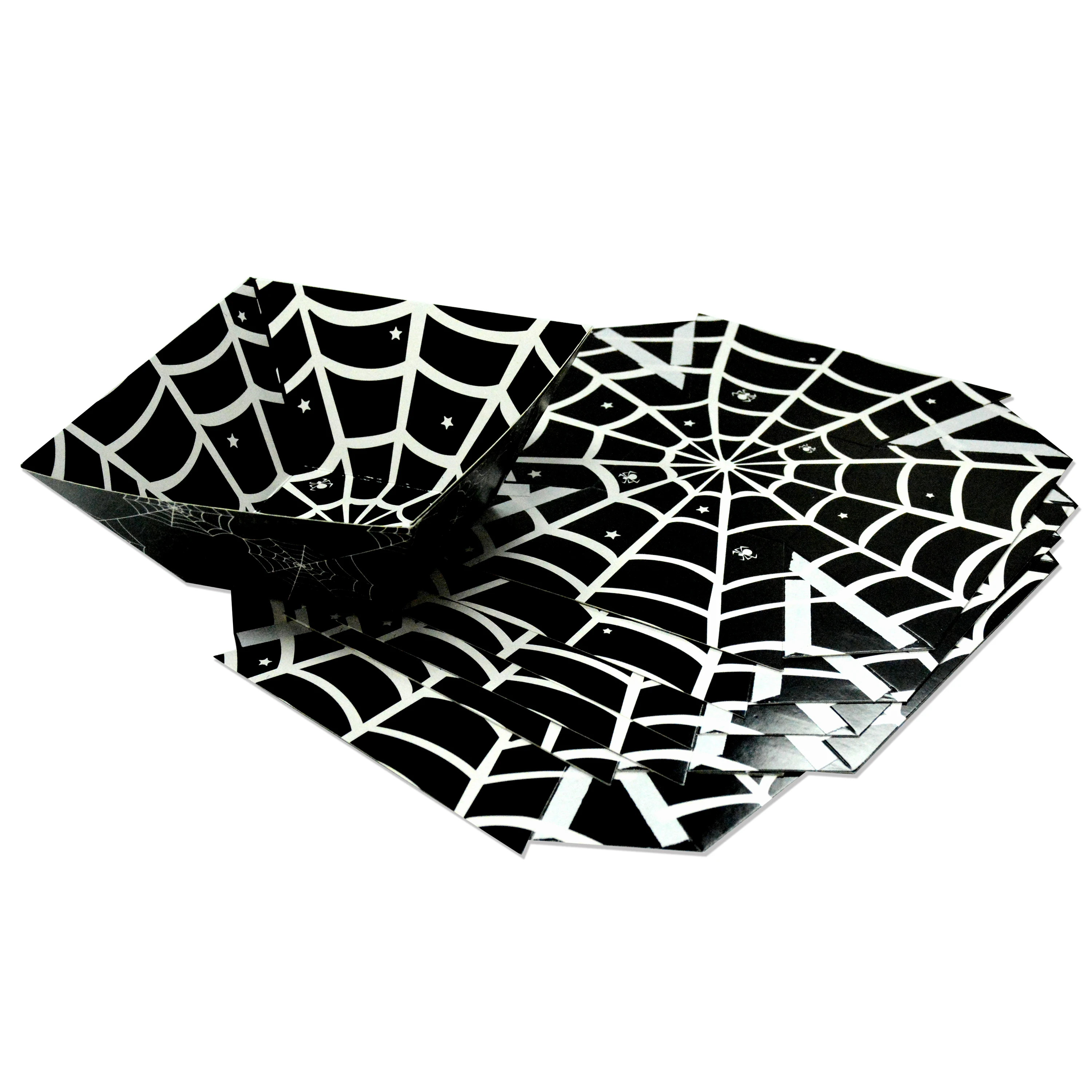 Customize Paper Party Plate Halloween Party Supplies Paper Packing Food Grade Spider Theme Halloween Candy Packing Decor Box