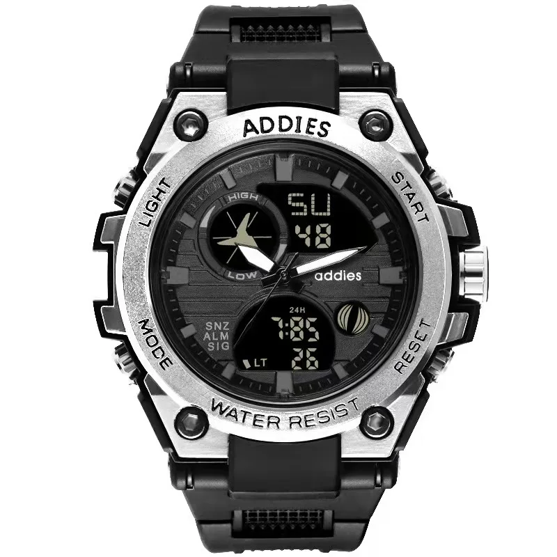 addiees-MY1818- 1  Luminous Multi-FunctionWatch Outdoor Mountaineering WhistleFlint Waterproof Digital Sports Watch For Men