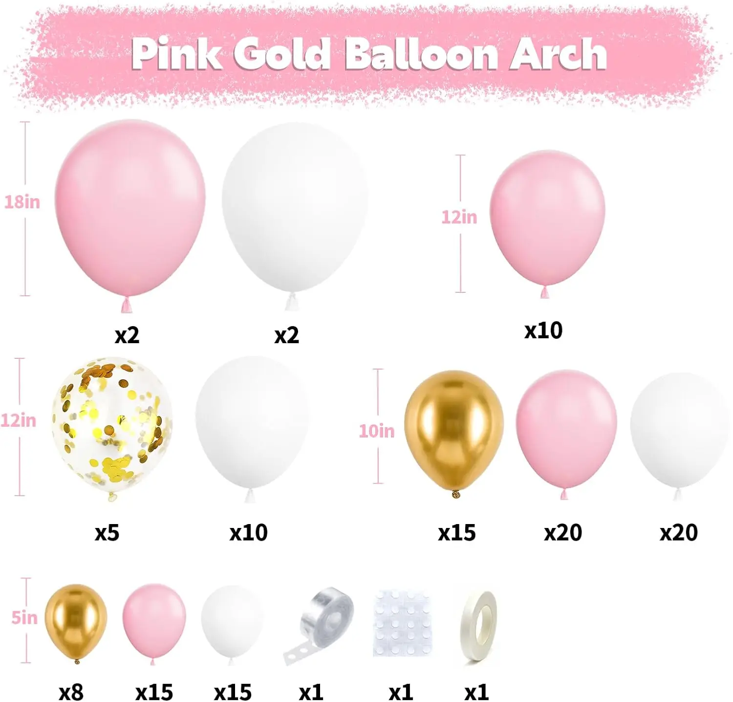 Pink and White Balloon garland Arch Kit 121PCS Pastel Pink White Gold Confetti Balloons for Girls Birthday Decorations