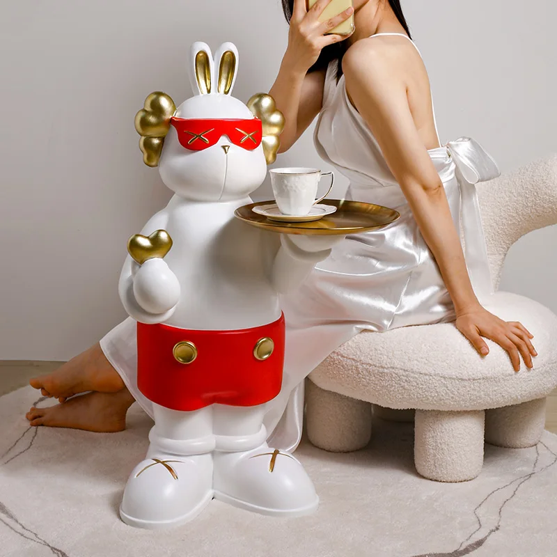 Novel fashion trend four ears bear than heart storage decoration large floor decoration animal tray home decoration