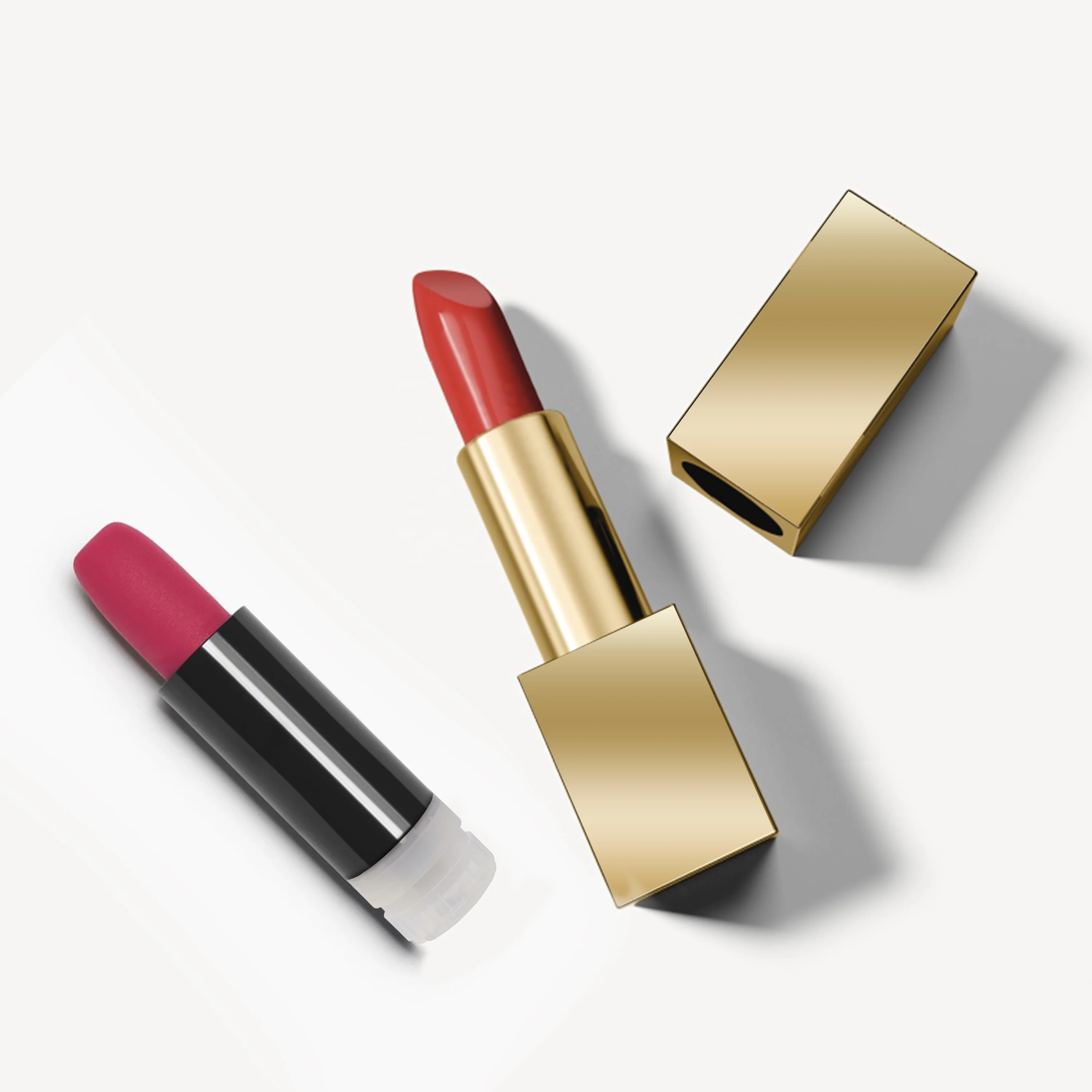 Luxury Lip Balm Lipstick case Container Magnetic Refillable Tubes Custom square Magnet Tube