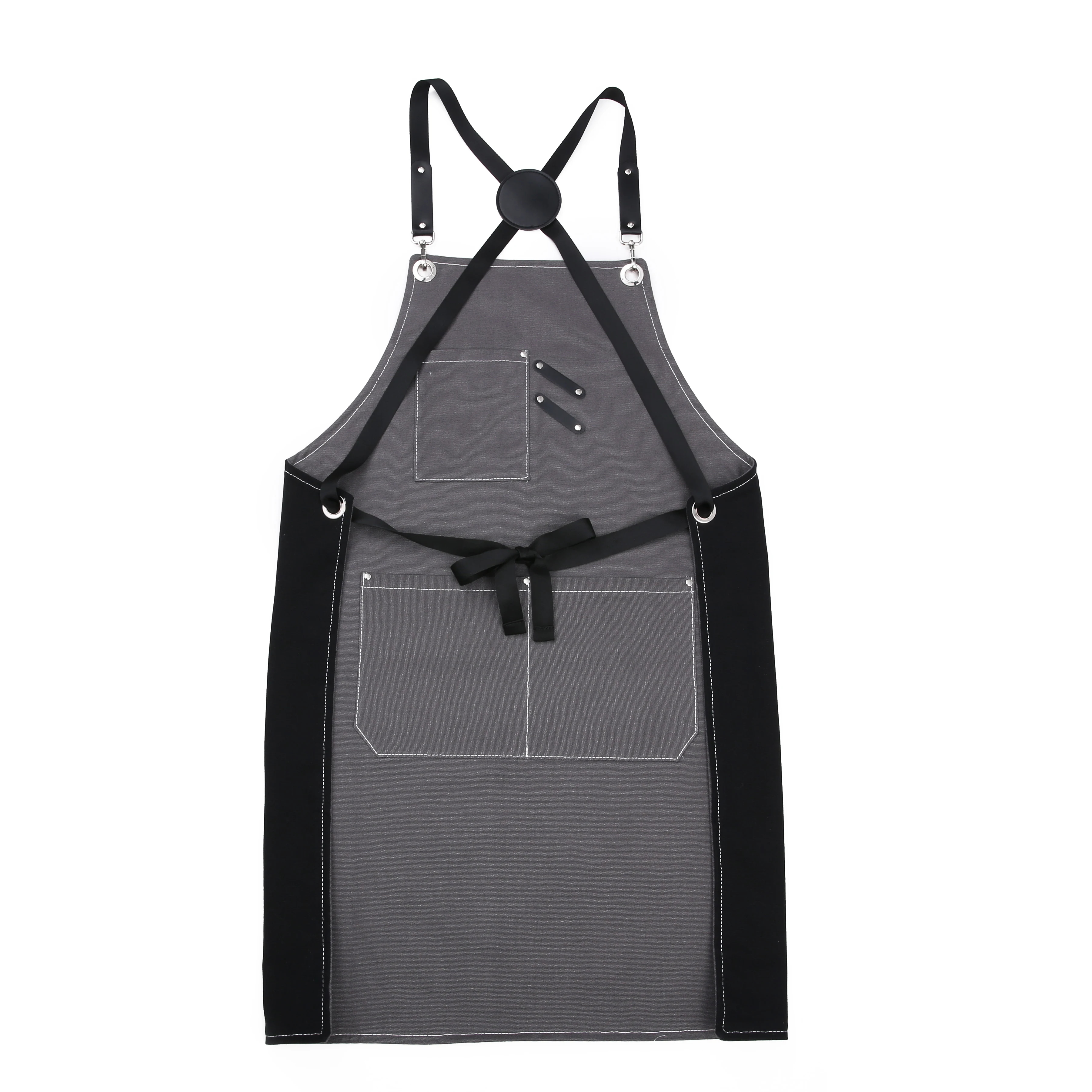  Double sided Cotton Canvas Apron Cross Back Strap Adjustable Work with Size:27