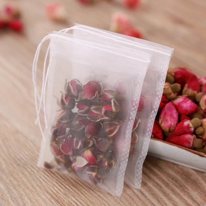 Hot Sale Drawstring Food Grade Disposable Biodegradable Empty Mesh Herbs Nylon Tea Bags