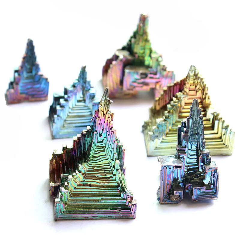 Wholesale natural crystal bismuth pentagram decoration Green metal specimen metal ore for home decoration