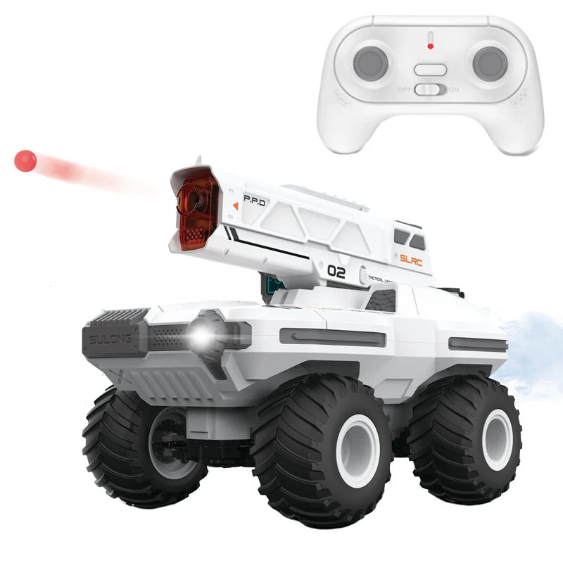 Detachable spray water bullet shooting launcher tank remote control car with gun toy