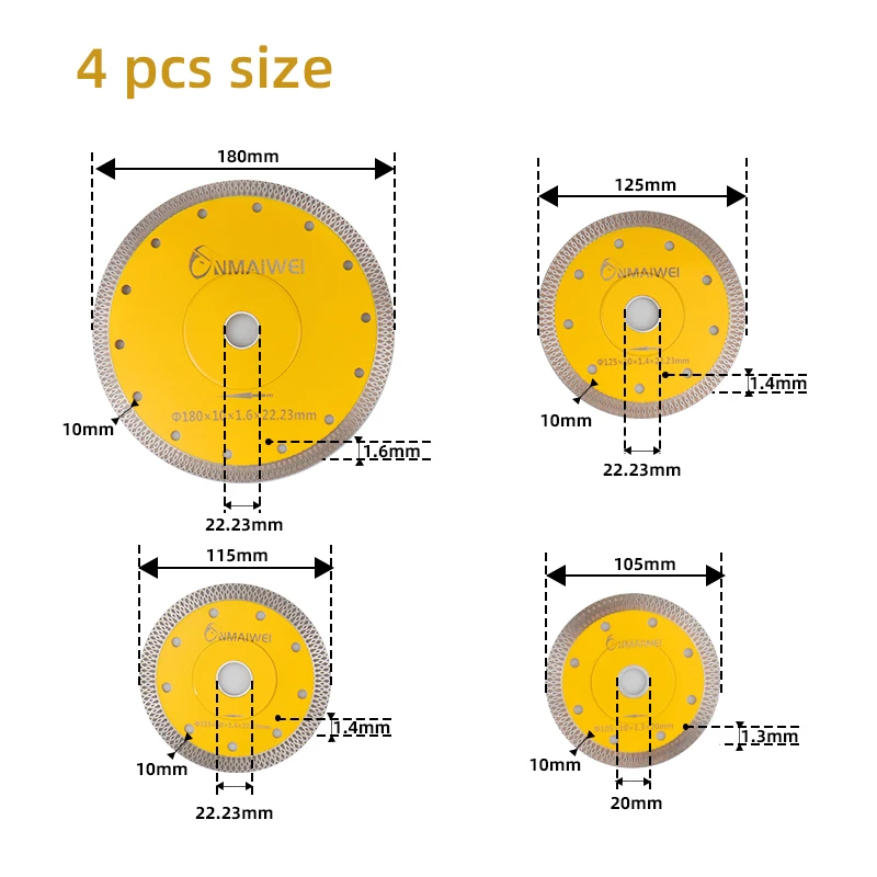 Real Price High-Quality 4.5Inch Super Thin Diamond Turbo Blade Cutting Disc For Tile Porcelain Ceramic Diamond Disc