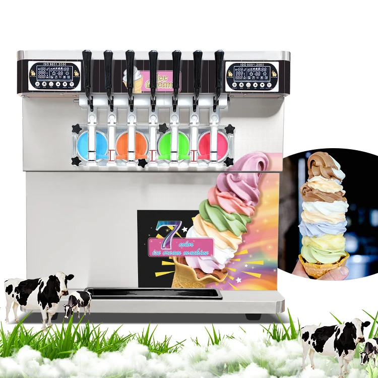 CE Rohs 7 flavors ice cream machine/commercial soft frozen yogurt ice cream mixer/7 in 1 ice cream maker