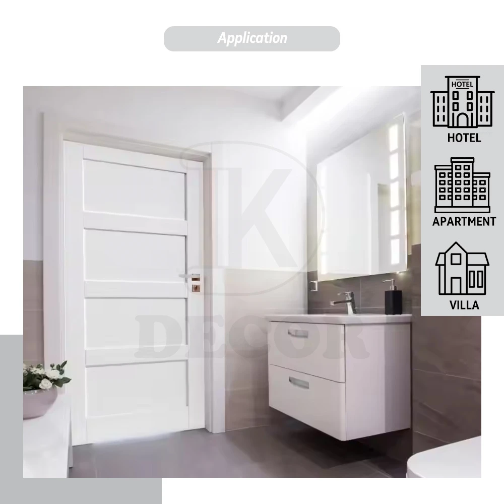 Heavy Duty Custom Primer Shaker Style 4 Panel MDF Room Wood Interior Door