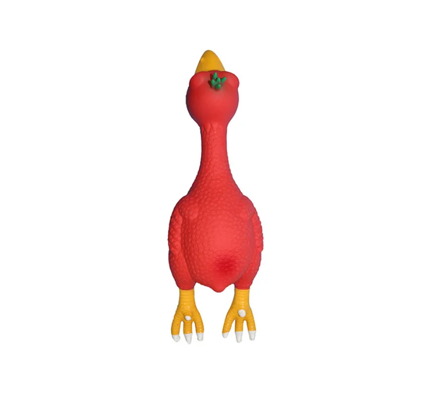 
Hot Sale Amazon Pet Toys Natural Non-toxic Squeaky Red Flaming Chicken Soft Latex dog Toys Chew Big Pets Toys 