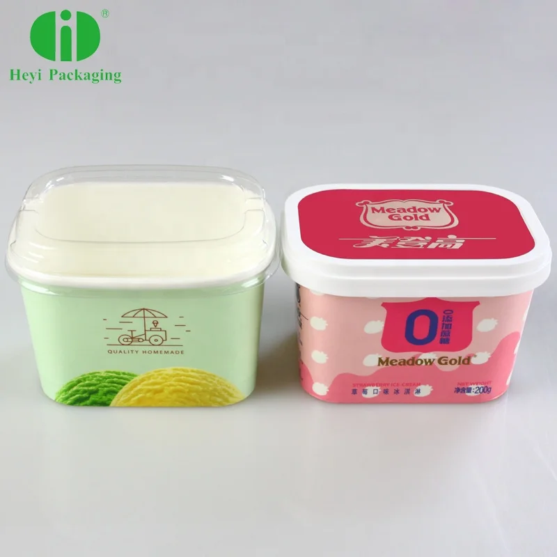 360ml Volume Square Paper Ice Cream Cups With Novel Design