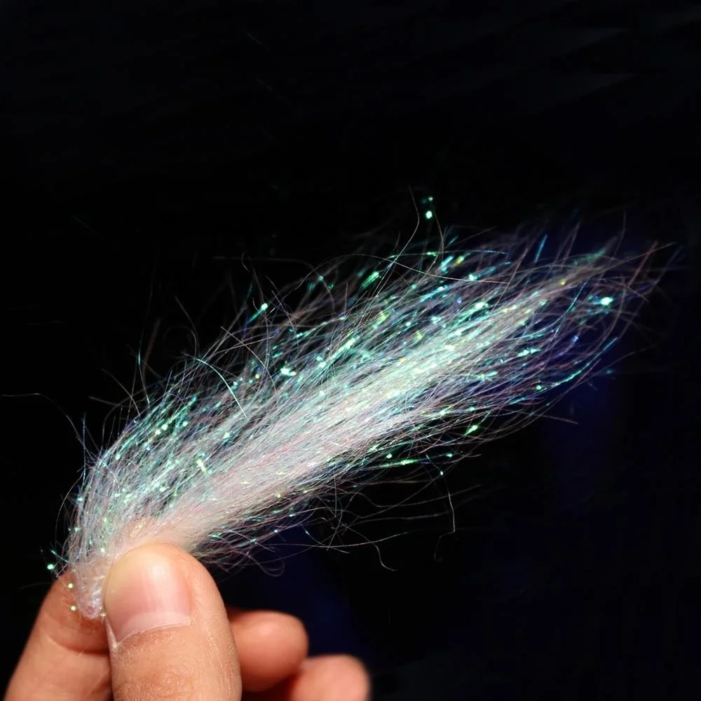 Pearl White Long Ice Dub  Synthetic Sparkle Fibers For Nymph Salmon Trout Fly Tying Dubbing Materials