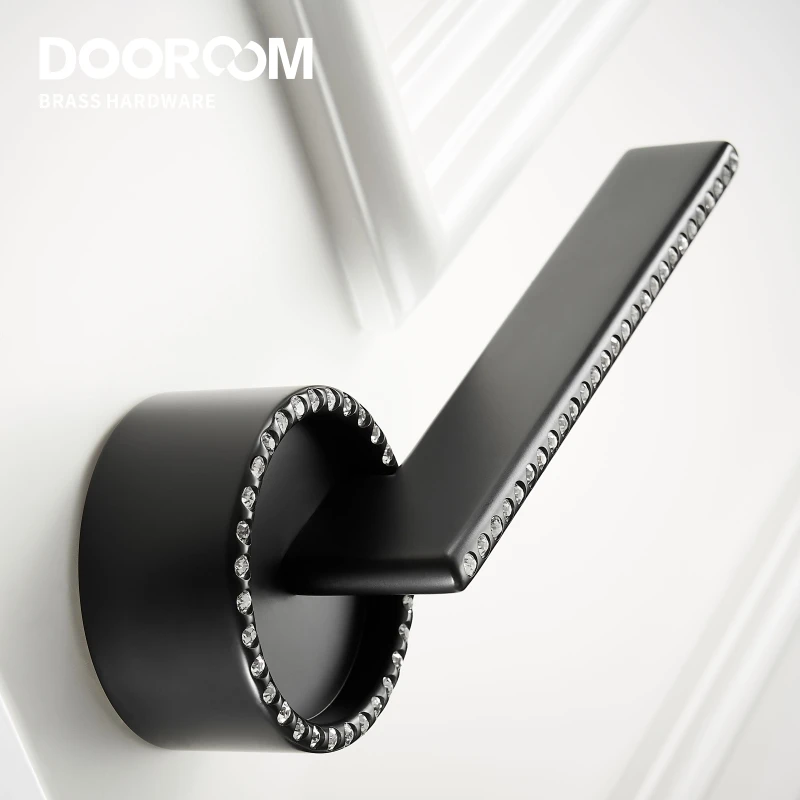 Набор латунных дверных замков Dooroom современные черные PVD золотые со стразами для спальни ванной комнаты двойные деревянные дверные рычаги манекен