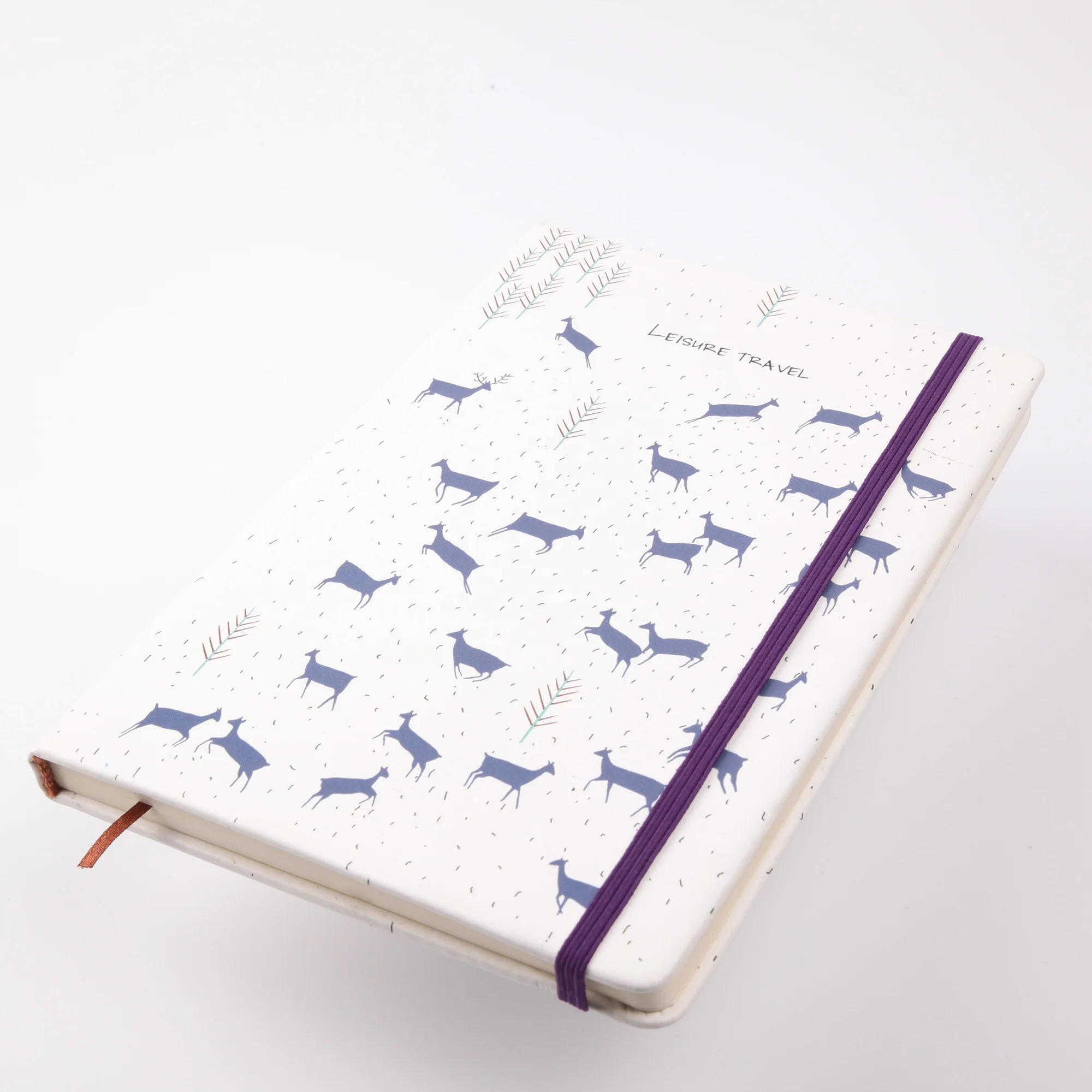 pu leather uv printing design hardcover notebook with elastic band lined pages wholesale writing journal