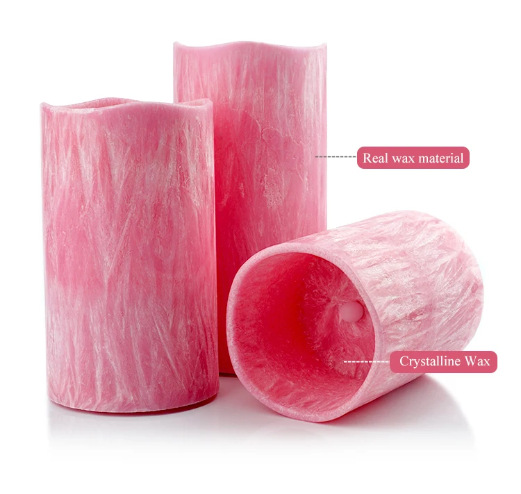 Real Flame Effect Smooth Wax Led Battery Candles Rechargeable Led Flameless Flickering Crystalline Wax Candles