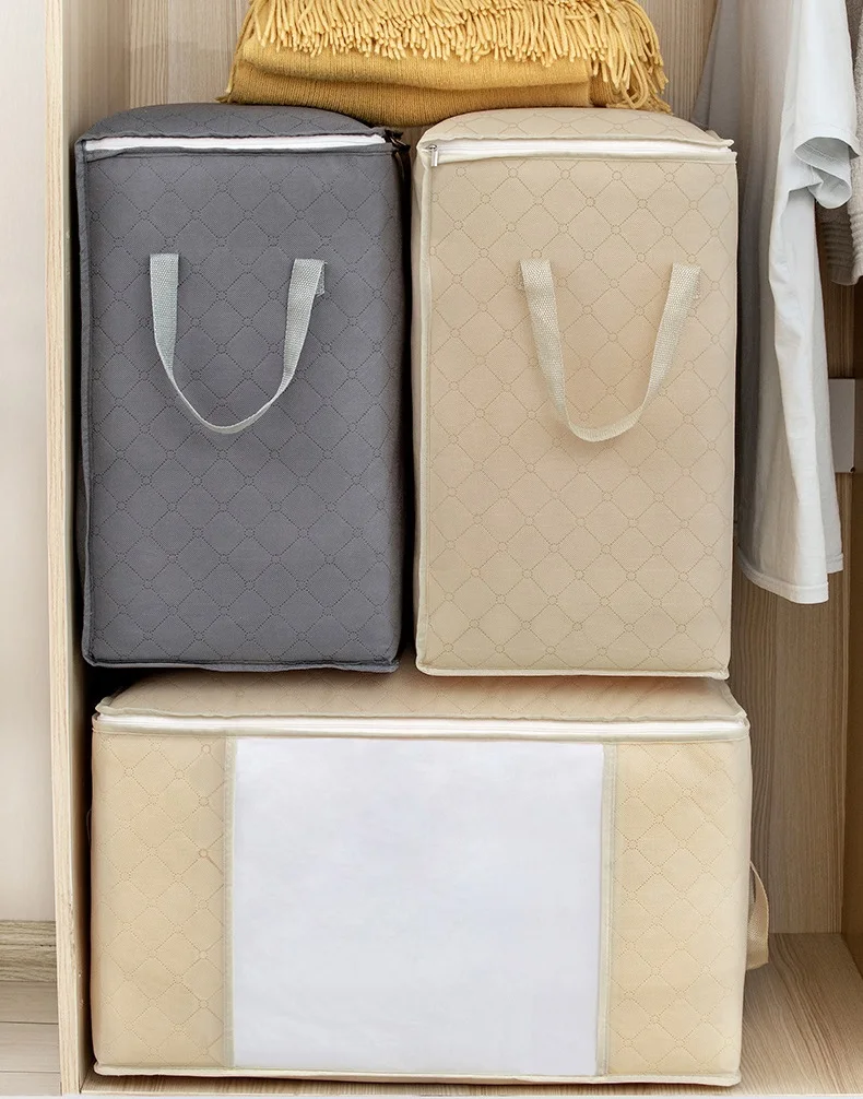 Wholesale large organizer bag under bed clothes quilt storage bag