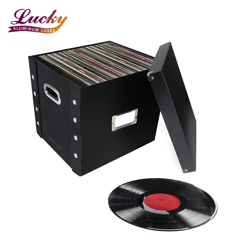 Aluminum CD Vinyl Case LP Storage Case Holds up to 75 Vinyl Albums Black