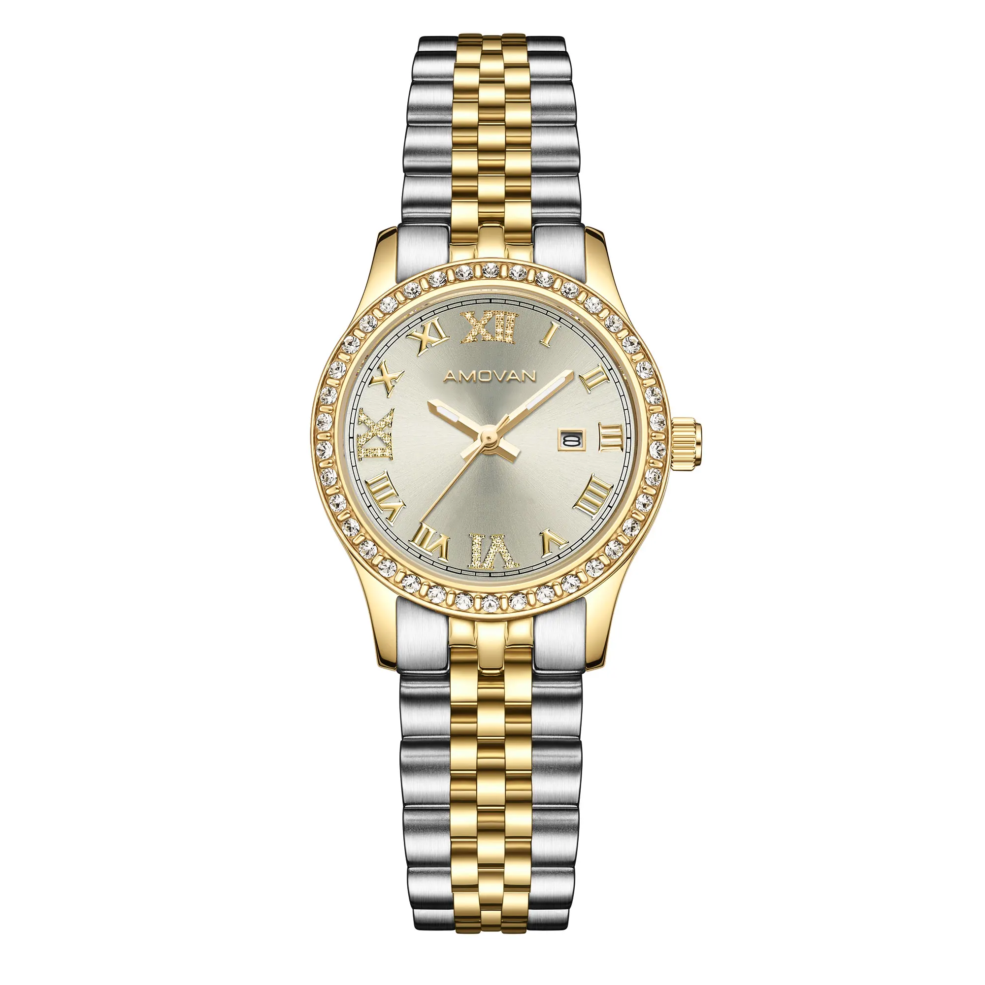 2022 Luxury Solid Stainless Steel Wrist quartz Watches Women 2 Tone Plating