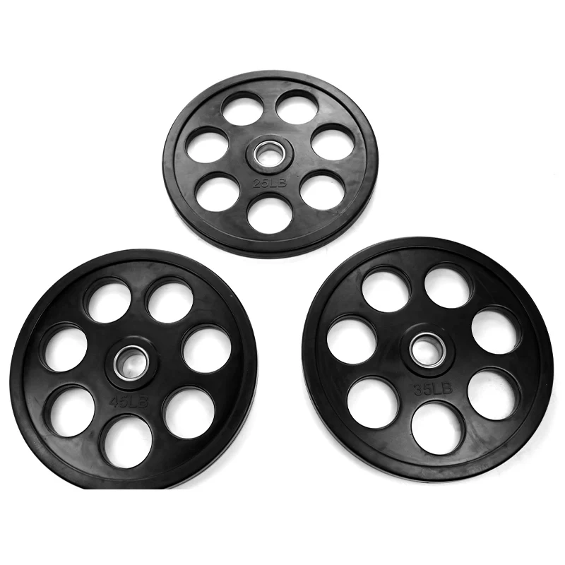 High Quality Black Rubber Round Cast Iron 50mm 7 Hole Grip Weight Plates