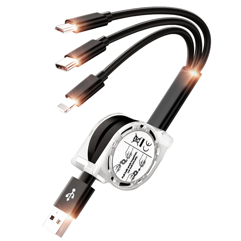 Пользовательские логотип Выдвижной USB кабель Micro Тип C USB кабель зарядное устройство OEM кабель для передачи данных