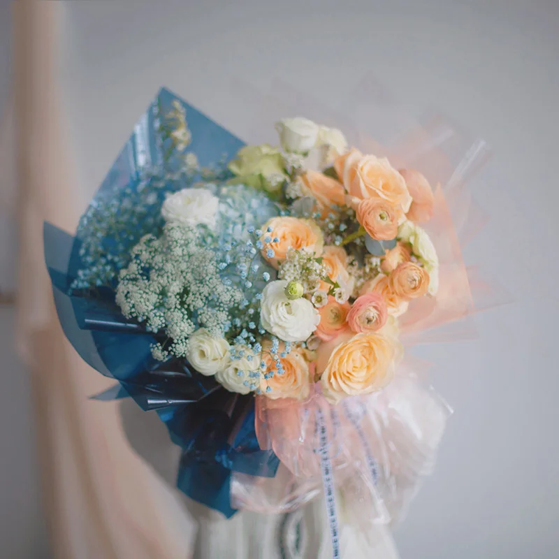 Shinewrap Factory Wholesale 20sheets/bag Pure Color Flower Wrapping Paper Waterproof Plastic Film Florist Packing Paper Luxury