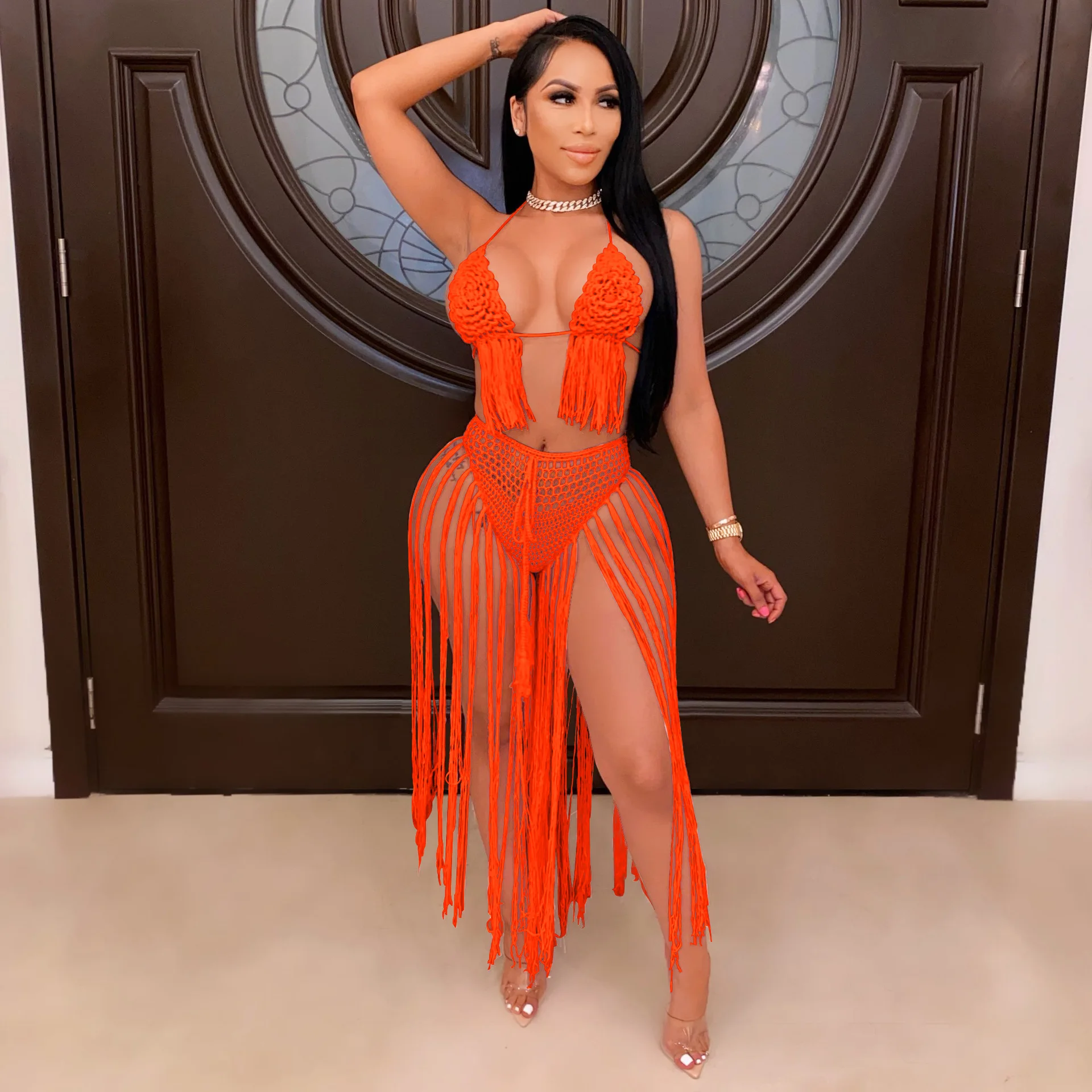 Womens Swimwear  Bathing Suits Wholesale  Pleated Mini Biquinis Extreme Micro Crochet Bikini