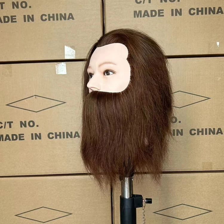 Wholesale HOT Selling Salon Mix Animal Hair Male Training Realistic Mannequins Heads With Beard With clamps